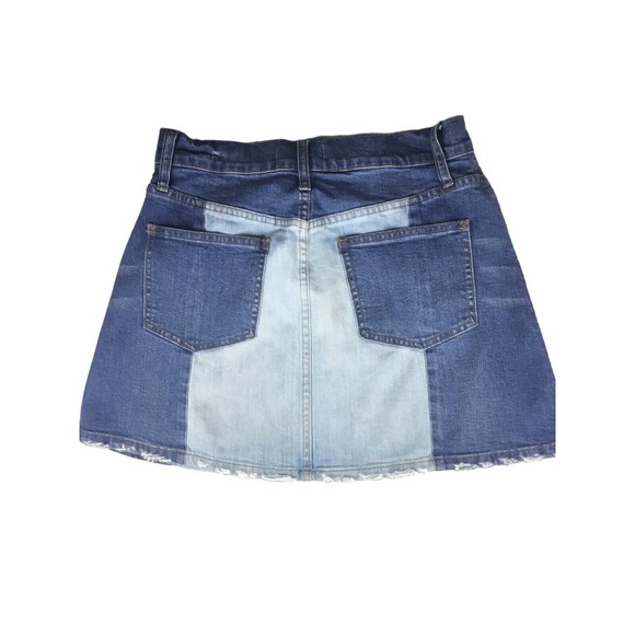 Madewell women skirt Size 27 Pieced McCarren Raw-Hem Jean colorblock  G5928 - Picture 2 of 10